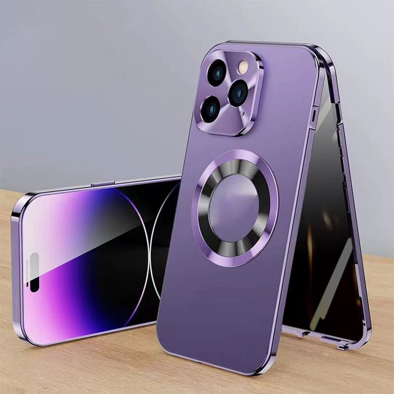 Anti-peeping double-sided magnetic mobile phone case