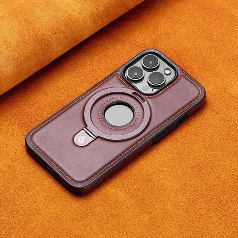 Full-Coverage Shockproof Leather Magnetic Stand iPhone Case