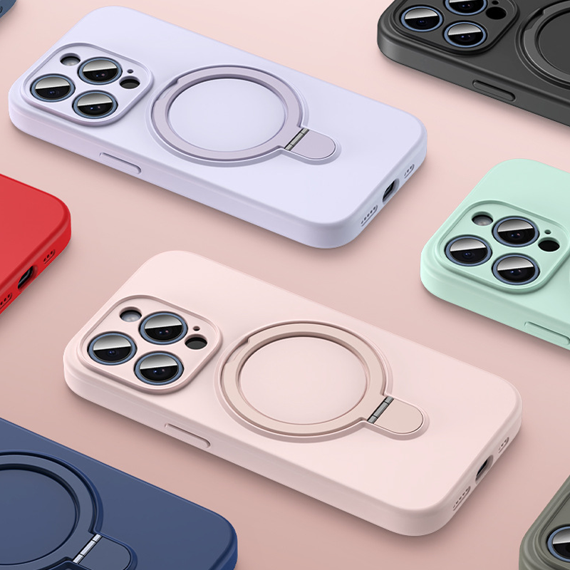 Liquid Silicone Case – Built-in Stand & MagSafe Compatible