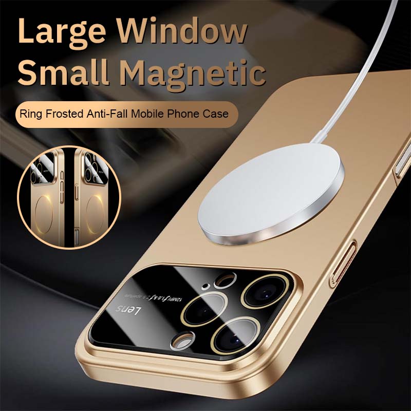 Large Window Small Magnetic Ring Frosted Anti-Fall Mobile Phone Case