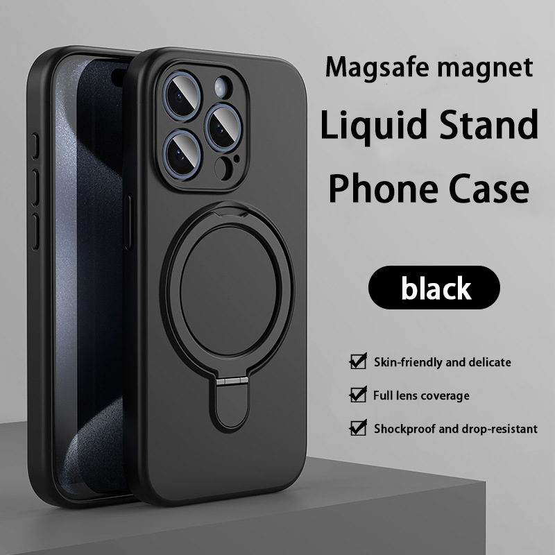 Liquid Silicone Case – Built-in Stand & MagSafe Compatible