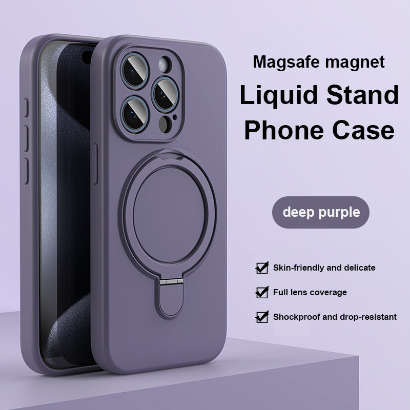 Liquid Silicone Case – Built-in Stand & MagSafe Compatible