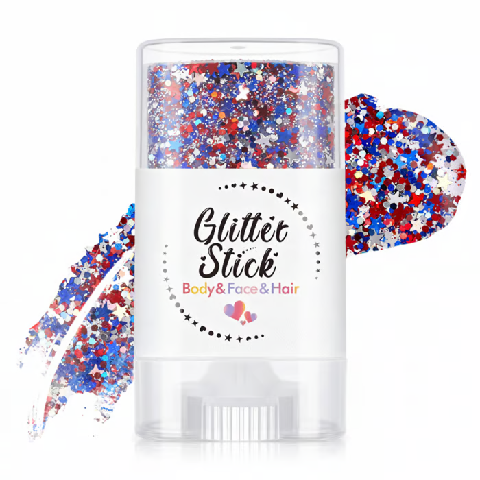 3-in-1 Patriotic GlowšāØRed, White & Blue Glitter Body Stick