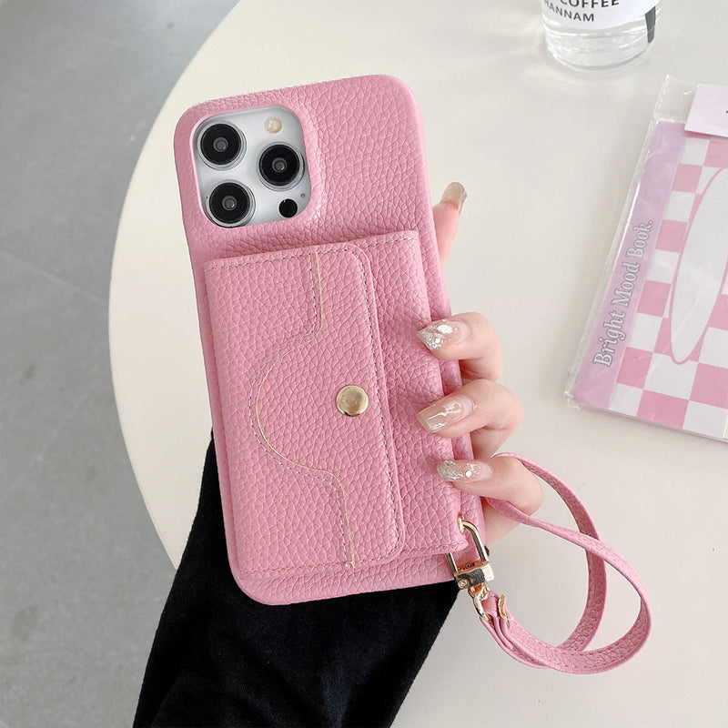 Luxe Mirrored Leather Card Holder Phone Case