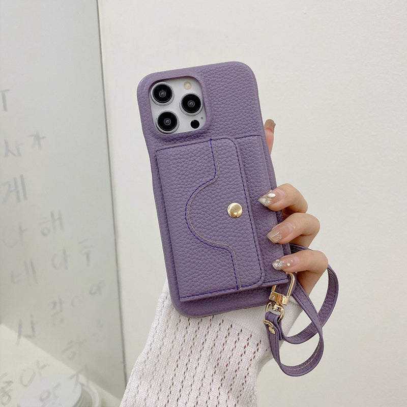 Luxe Mirrored Leather Card Holder Phone Case