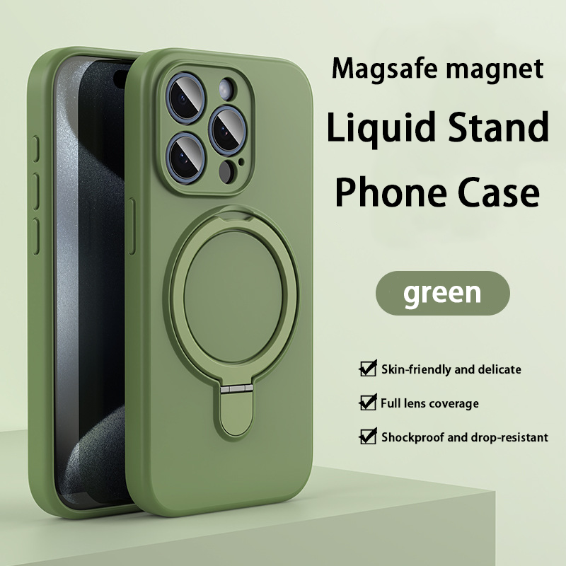 Liquid Silicone Case – Built-in Stand & MagSafe Compatible