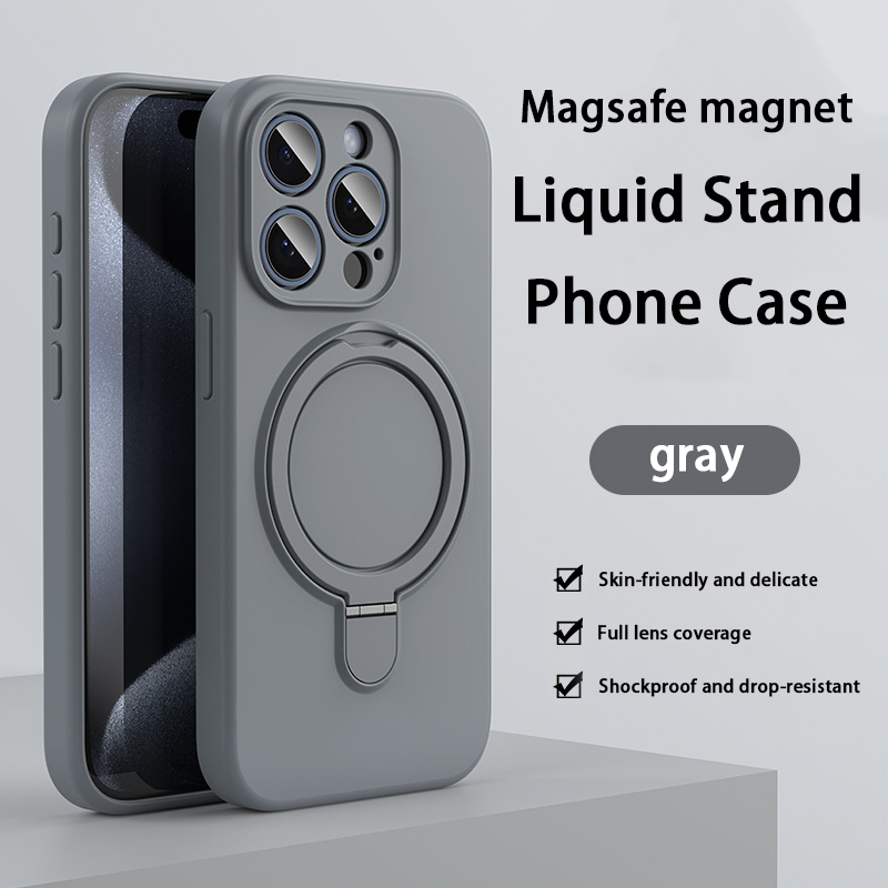 Liquid Silicone Case – Built-in Stand & MagSafe Compatible