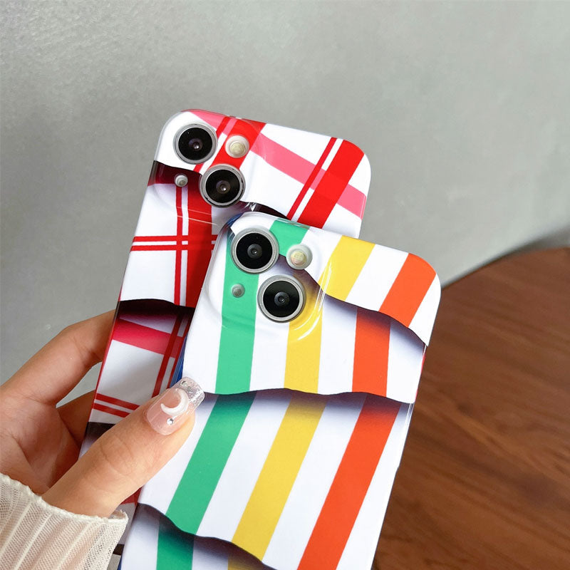 🌈Color Contrast Stripe Film Phone Case📱
