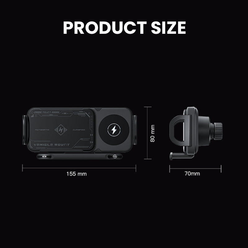 Retractable 360° rotating electric wireless car phone holder