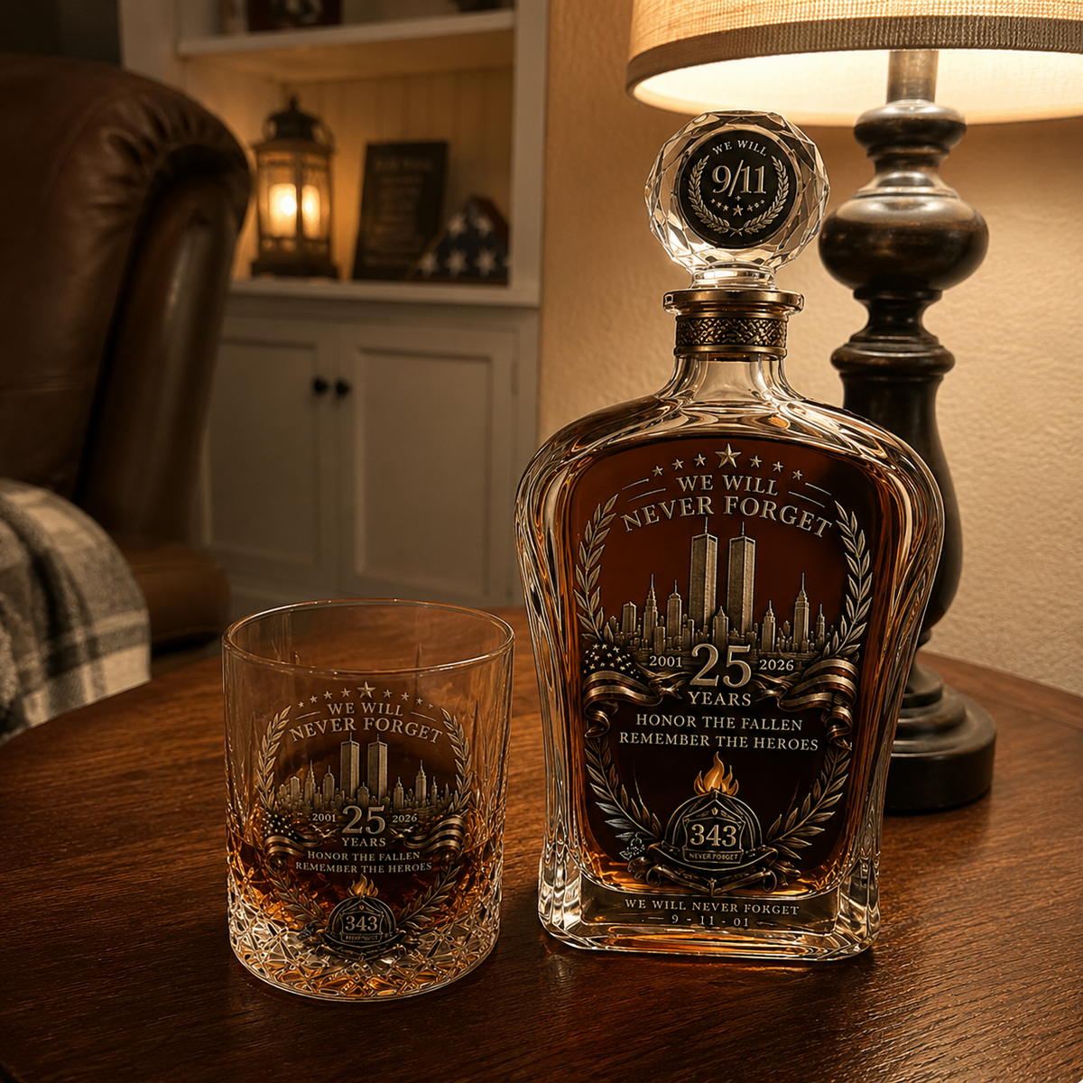 ๐ฏ๏ธ๐บ๐ธ 9/11 25th Anniversary Whisky Decanter Set โ Commemorative Tribute to 343 Heroes