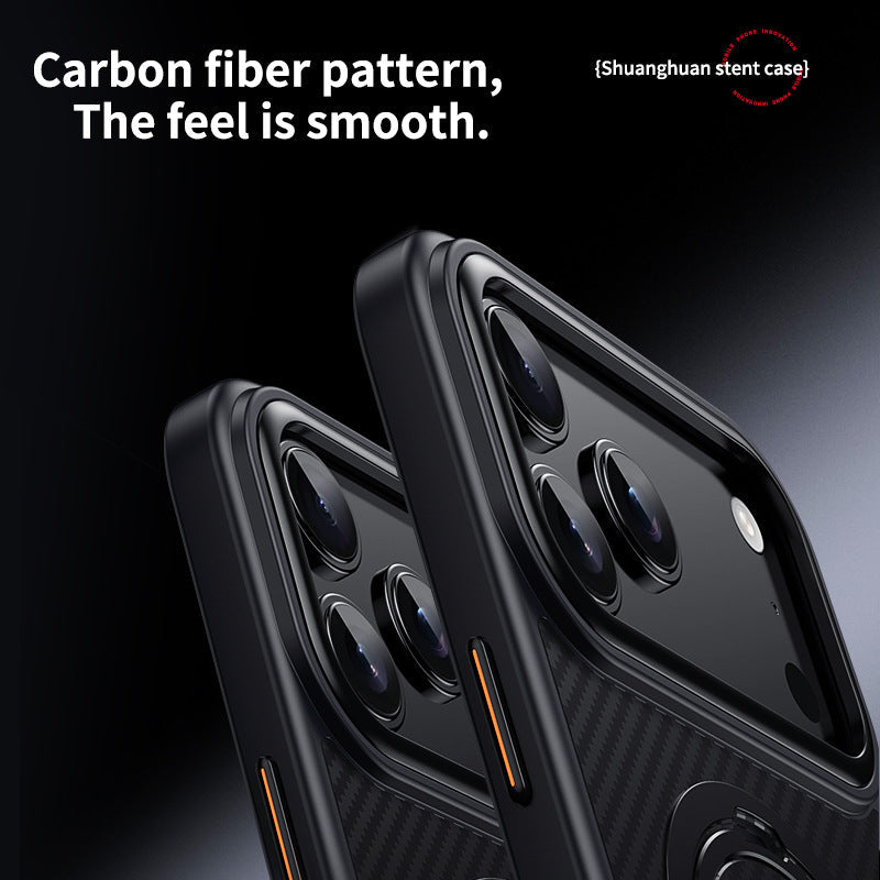 ⚡ Carbon Fiber Magnetic 360° Stand Phone Case