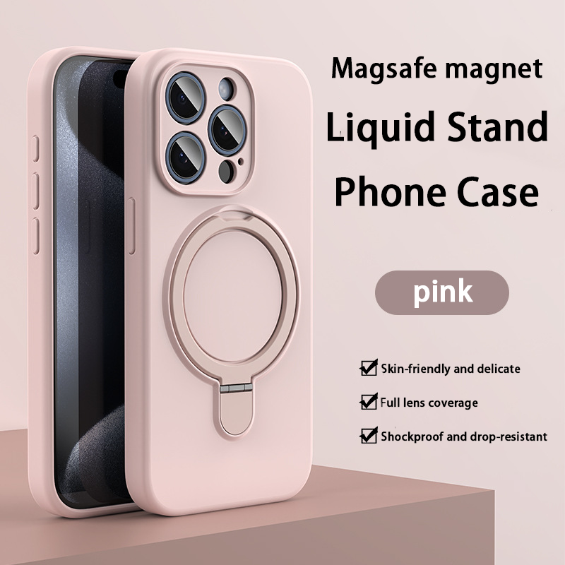 Liquid Silicone Case – Built-in Stand & MagSafe Compatible