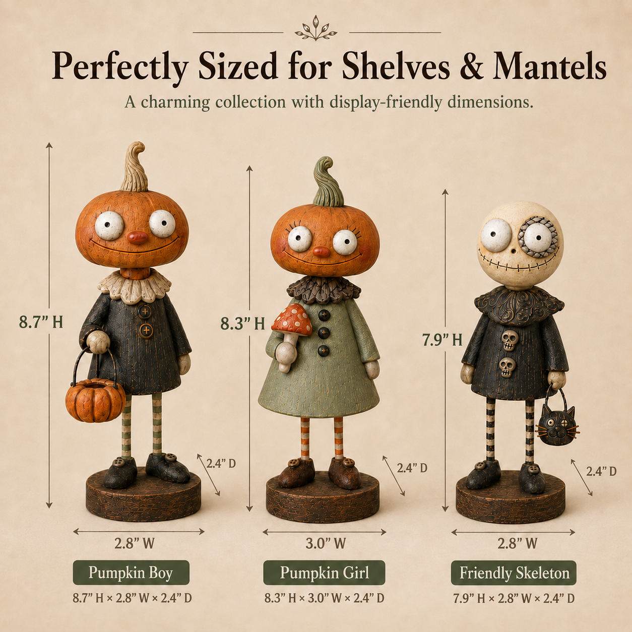 🎃🍂 Primitive Pumpkin Friends Collection — Vintage Halloween Figurines