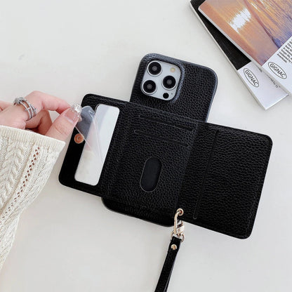 Luxe Mirrored Leather Card Holder Phone Case