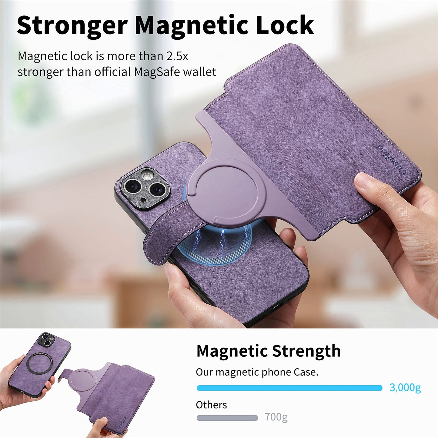 Leather Wallet Phone Case – Detachable Design & Wireless Charging Compatible