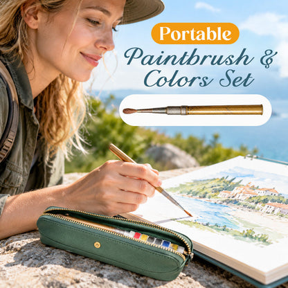 🎨Portable Paintbrush & Colors Set — All-in-One Travel Painting Kit