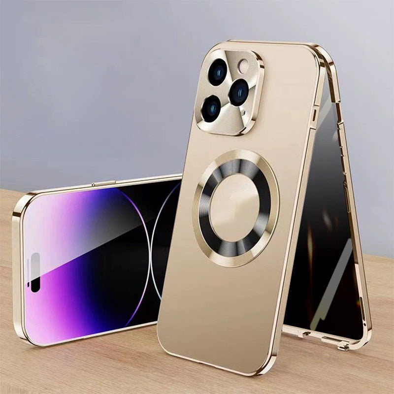 Anti-peeping double-sided magnetic mobile phone case