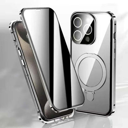 Anti-Peeping Magnetic metal bracket phone case (double-sided full coverage)