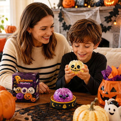 👁️ Halloween Dumpling Squishy Toy: Glow-in-the-Dark Spooky Steamer Blind Box! 🎃