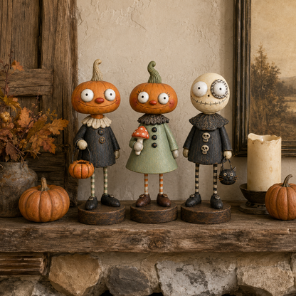 🎃🍂 Primitive Pumpkin Friends Collection — Vintage Halloween Figurines