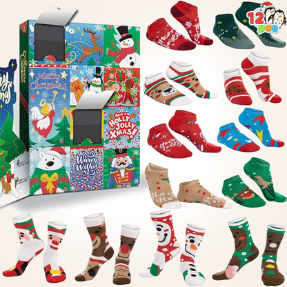 🎄 Festive Christmas Sock Advent Calendar: Daily Unboxing Holiday Gift Box! 🧦✨