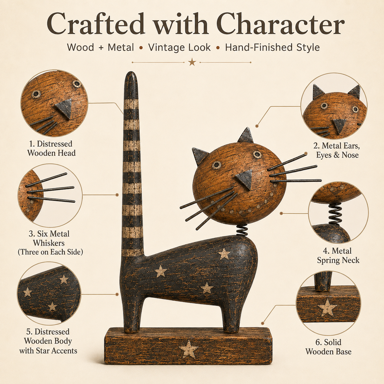 🐈✨ Odd, Charming, Unforgettable — Primitive Folk Art Cat Figurine