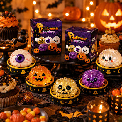👁️ Halloween Dumpling Squishy Toy: Glow-in-the-Dark Spooky Steamer Blind Box! 🎃