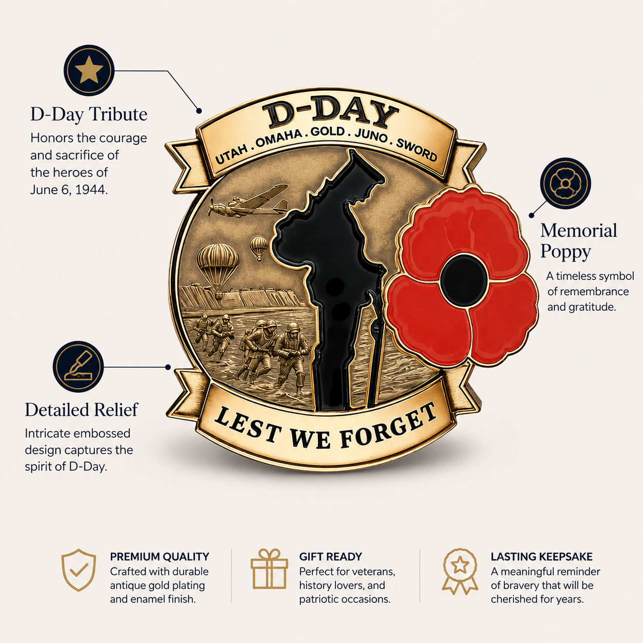 🎖️📜 80 Years. One Story. Never Forgotten. — Commemorative Anniversary Brooch