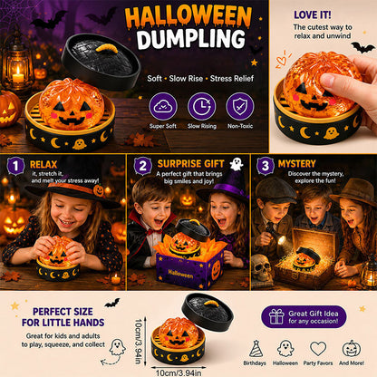 👁️ Halloween Dumpling Squishy Toy: Glow-in-the-Dark Spooky Steamer Blind Box! 🎃