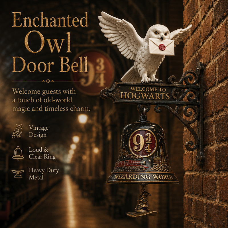 🦉🔔 Enchanted Owl Door Bell — Magical Platform 9¾ Welcome Chime