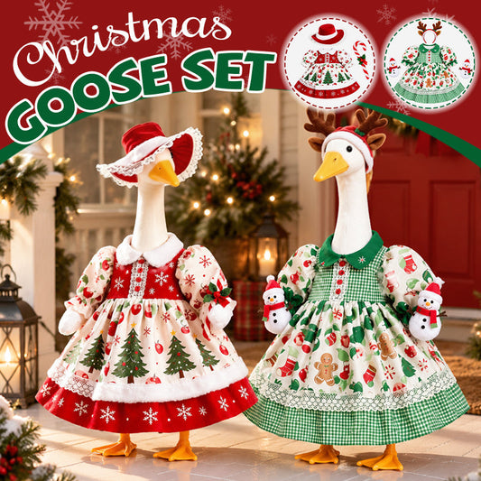 🦢 Christmas Porch Goose Outfit Set | Dress & Hat for 23‑Inch Yard Goose 🎄
