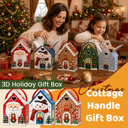🏠🎄 Christmas Cottage Handle Gift Box — 5 Festive Designs, House‑Shaped Packaging with Carry Handle