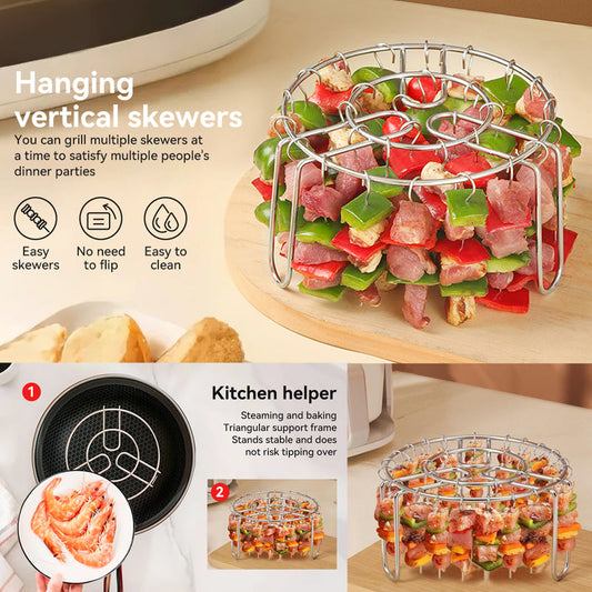 🔥 Crispy Restaurant-Style Kebabs At Home – Vertical Air Fryer Skewer Rack 🍢