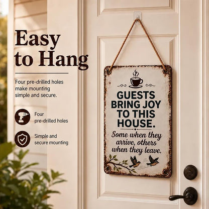 ✨🏡Cozy Welcome Metal Sign for Porch & Garden - Weatherproof Vintage Wall Decor for Front Door, Outdoor Gate & Yard Fence