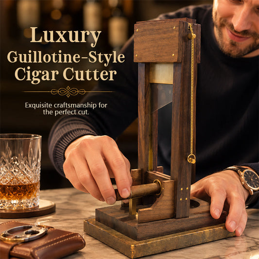 🎩 Vintage Solid Wood Desktop Cigar Cutter: Heavy-Duty Mechanical Guillotine Trimmer! ⚔️