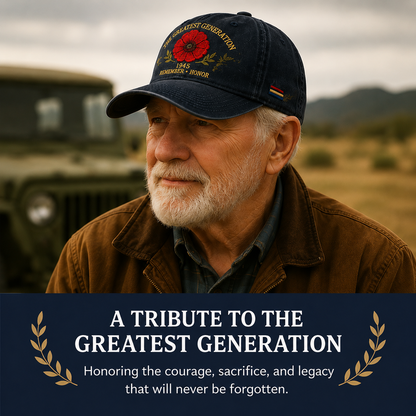 🎖️🌺 A Generation's Legacy — 1945 Remembrance Poppy Cap