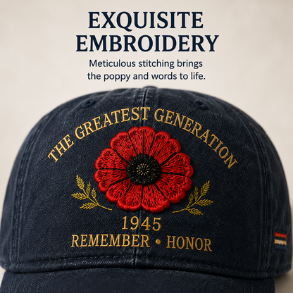🎖️🌺 A Generation's Legacy — 1945 Remembrance Poppy Cap