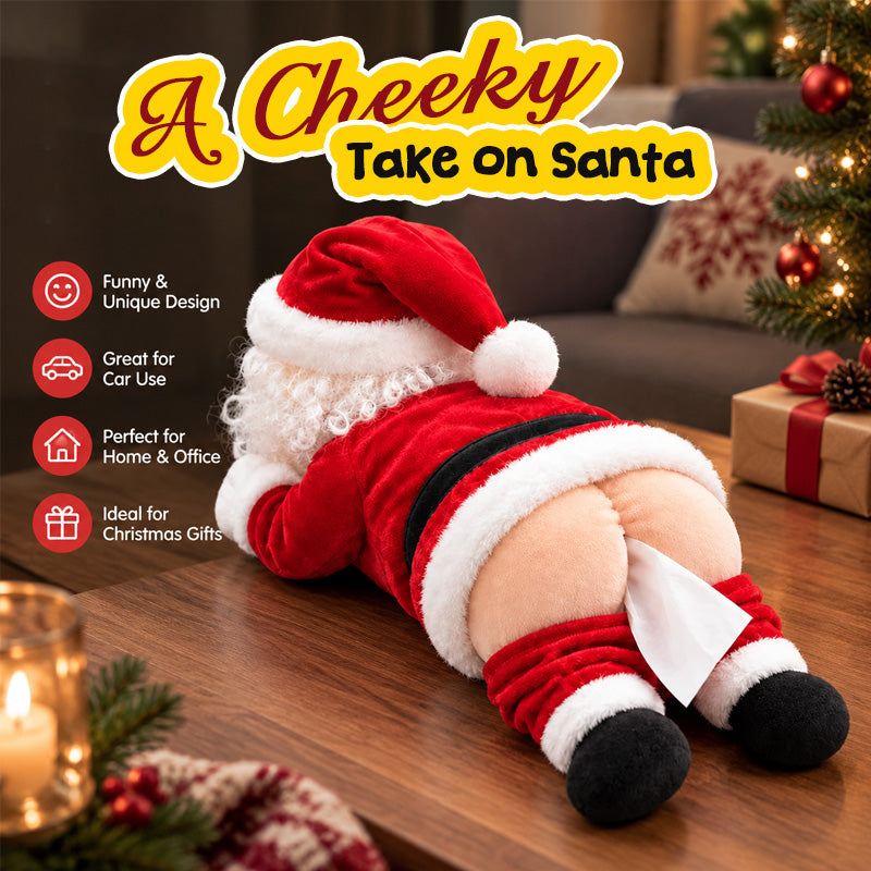 🎅😂Santa's Cheeky Side -- Funny Butt Tissue Box Cover for Christmas Laughs