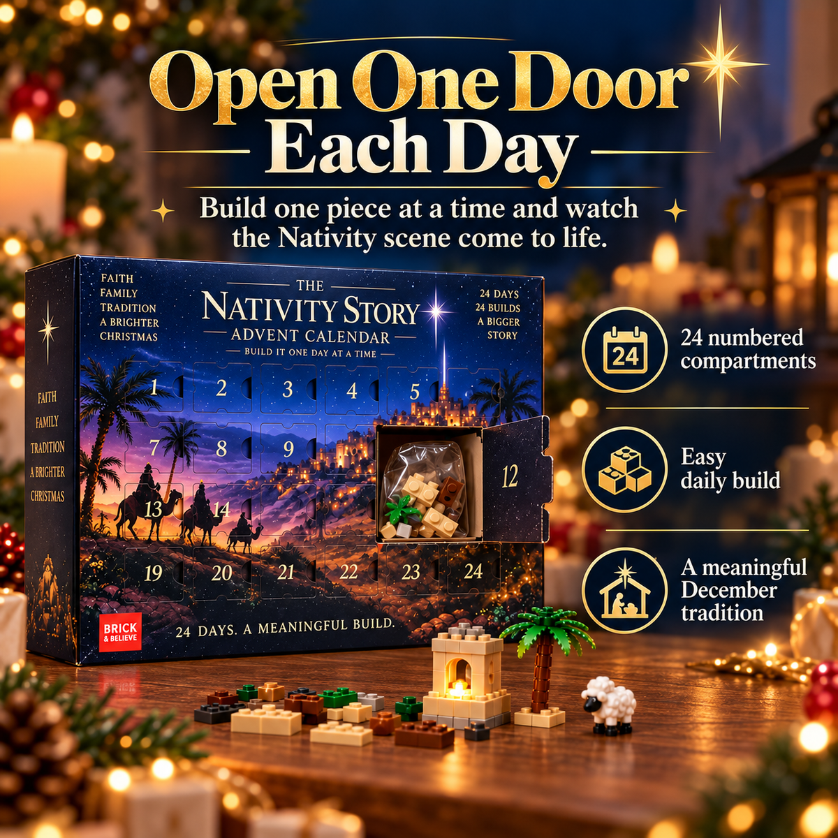 ⭐ AmenBricks Nativity Advent Calendar — 24-Day Buildable Christmas Countdown