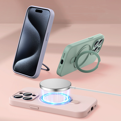 Liquid Silicone Case – Built-in Stand & MagSafe Compatible