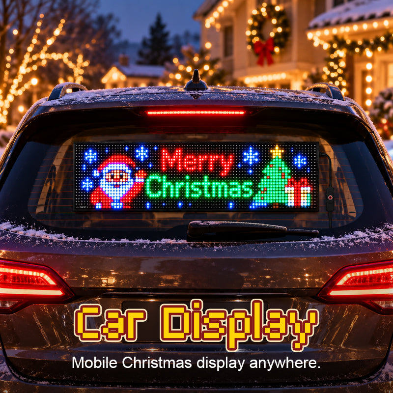 🎅🚗 Animated LED Car Display — App‑Controlled Festive Window Screen, USB‑C Powered