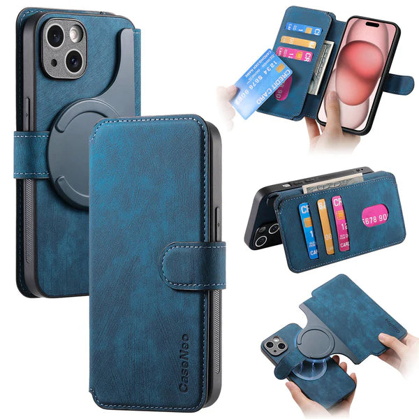Leather Wallet Phone Case – Detachable Design & Wireless Charging Compatible