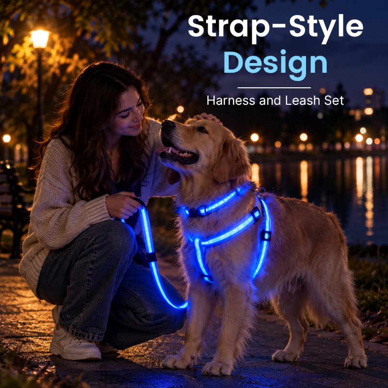 🐾🐕LED Dog Harness & Leash Set — Bright Night Walks, Easier to Spot After Dark