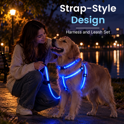 🐾🐕LED Dog Harness & Leash Set — Bright Night Walks, Easier to Spot After Dark