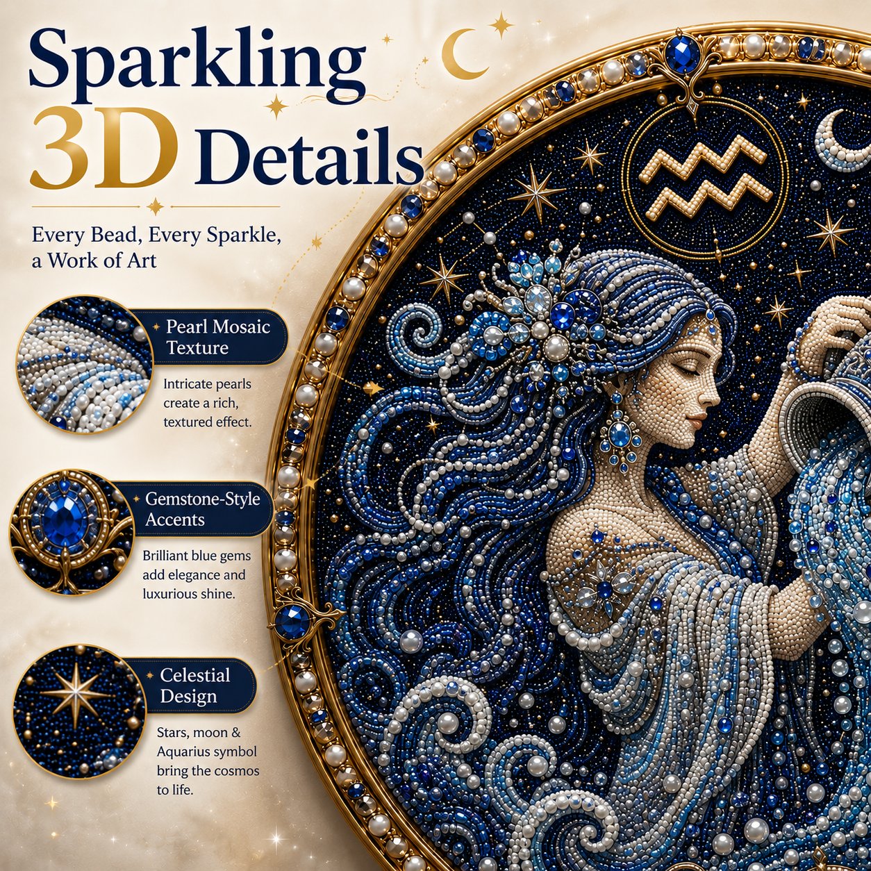 ♈✨Personalized 12 Zodiac Pearl Art Kit – Relax & Create! 🌌