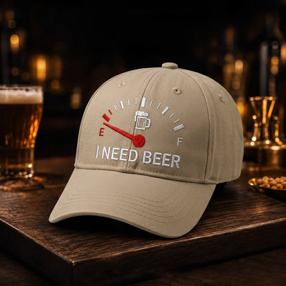 🧢 "I Need Beer" Embroidered Fuel Gauge Cap: Novelty Baseball Hat! 🍺✨