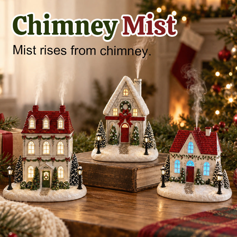 🎄✨ Mistletoe Lane Christmas House Diffuser — Festive Holiday Village Diffuser with Glowing Windows & Charming Chimney Mist