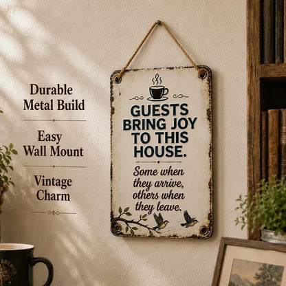 ✨🏡Cozy Welcome Metal Sign for Porch & Garden - Weatherproof Vintage Wall Decor for Front Door, Outdoor Gate & Yard Fence