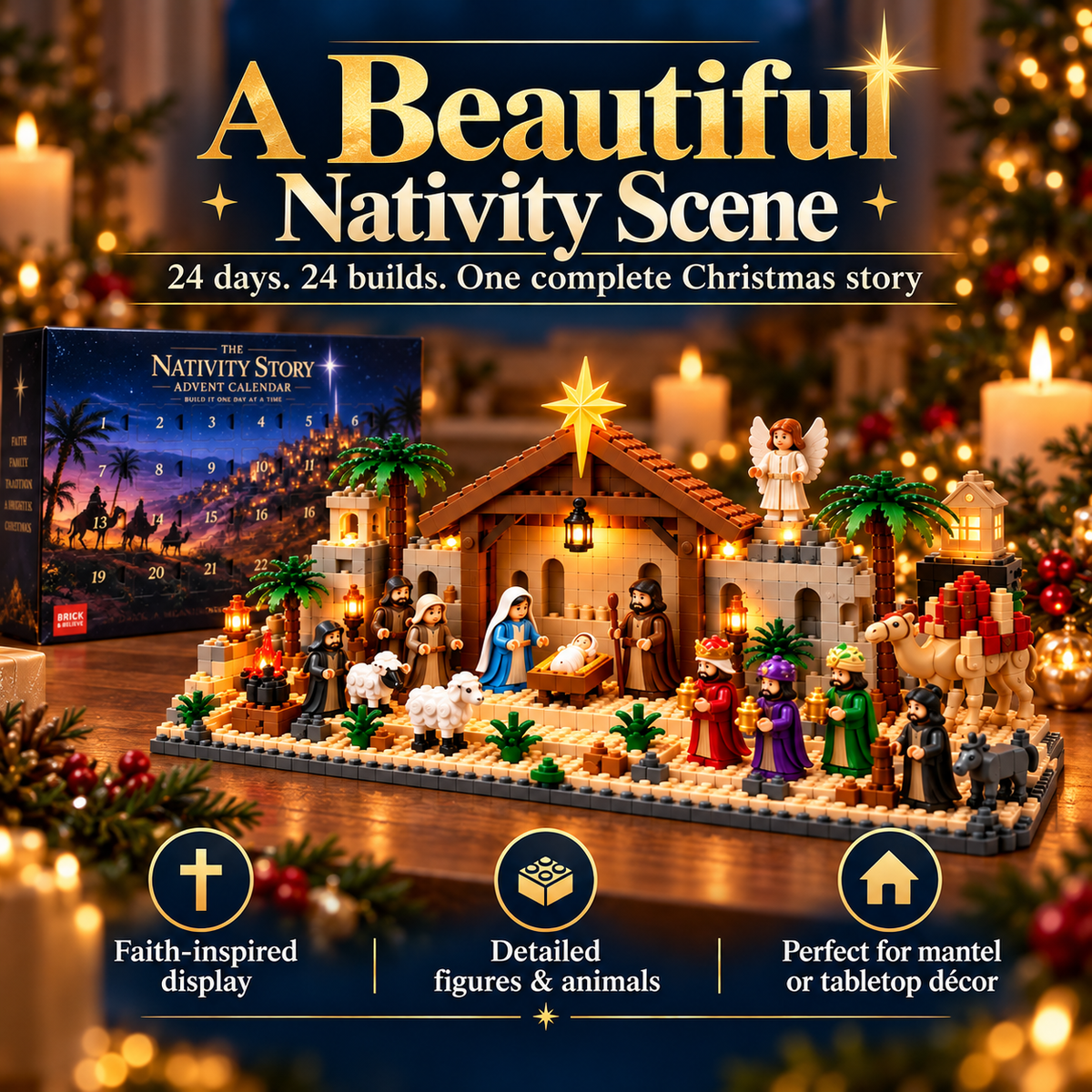 ⭐ AmenBricks Nativity Advent Calendar — 24-Day Buildable Christmas Countdown
