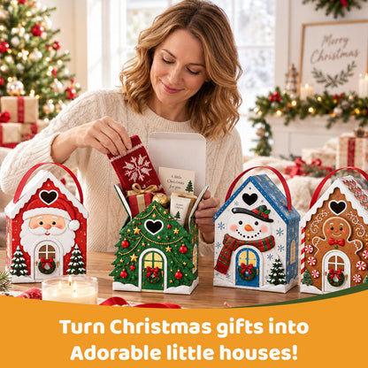 🏠🎄 Christmas Cottage Handle Gift Box — 5 Festive Designs, House‑Shaped Packaging with Carry Handle